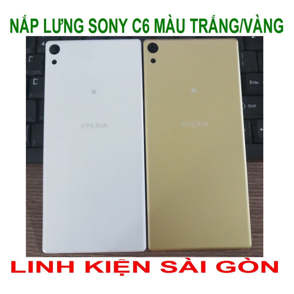 NẮP LƯNG SONY C6 MÀU TRẮNG/VÀNG