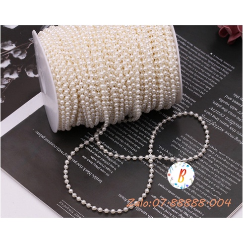 Dây chuỗi hạt trai nhựa 4mm làm trang trí handmade