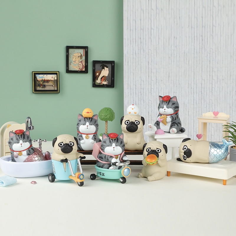 Mô Hình Chó Pug Mèo Hoàng Thượng chính hãng cực đáng yêu dễ thương