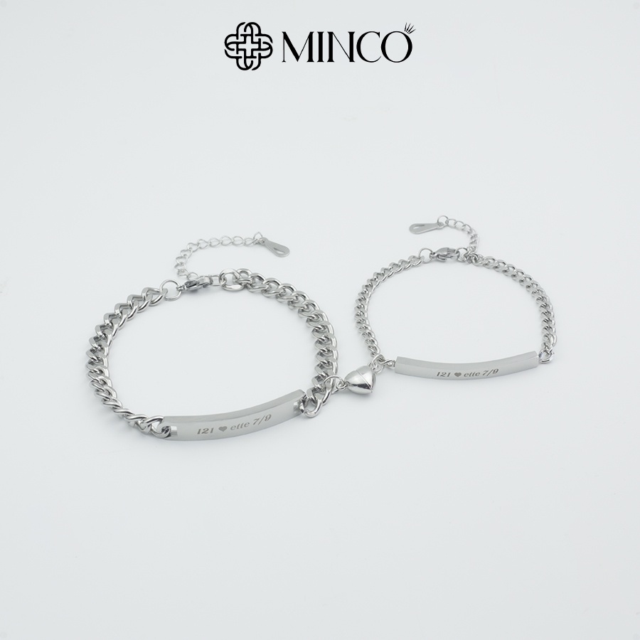 Vòng Tay đôi trái Tim Minco Accessories Lắc tay cặp khắc chữ theo yêu cầu Cho Cặp Đôi LT60