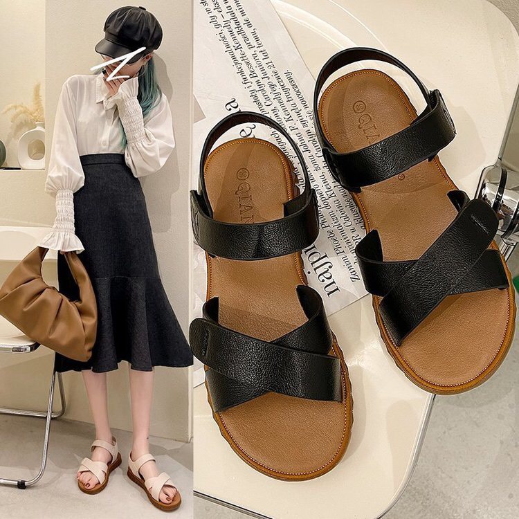 Giày sandal đế bằng quai chéo nhiều màu cực hót trend - LK51