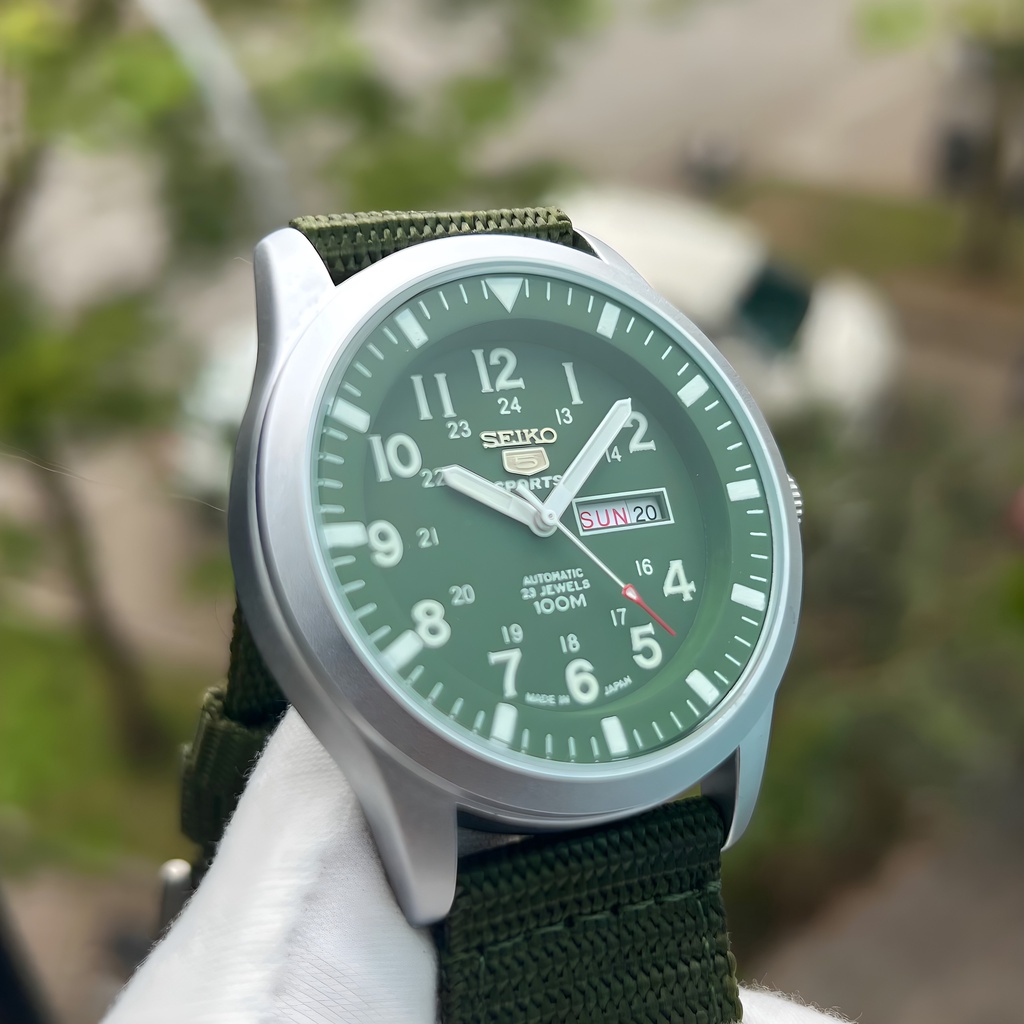 Đồng Hồ Nam Seiko 5 Quân Đội Dây Dù - Máy Pin Kim Trôi