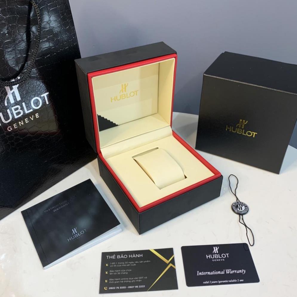 Hộp đồng hồ Hublot da đi kèm tag sổ thẻ, hộp đựng đồng hồ quà tặng cao cấp shop106