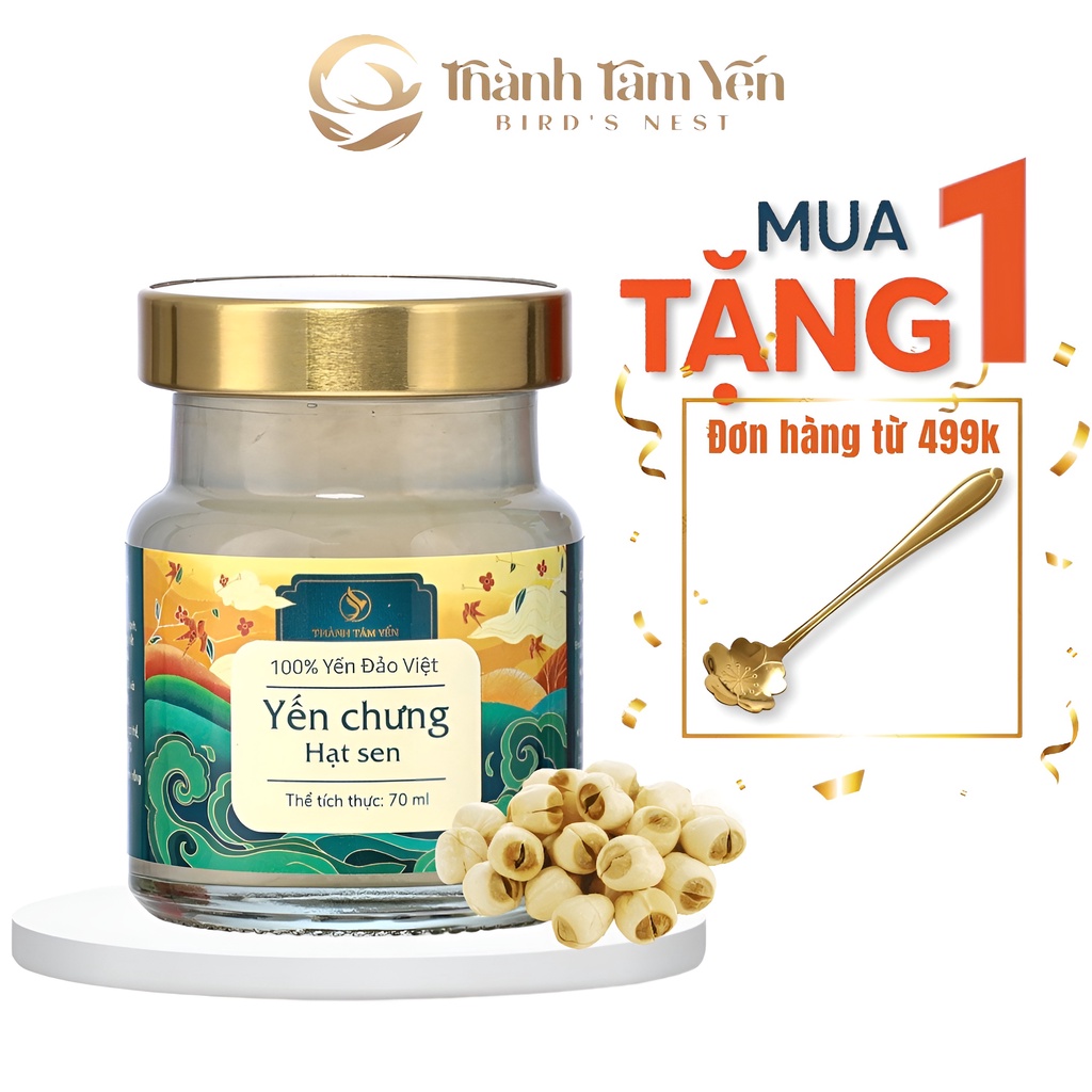 Yến Chưng Sẵn Hạt Sen 30% Tổ yến hũ 70ml Thành Tâm Yến