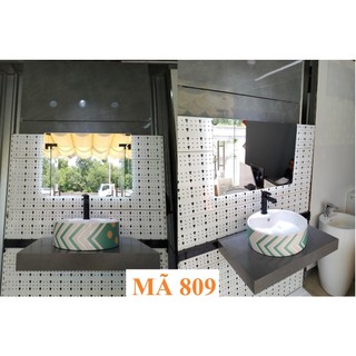 Lavabo rửa mặt đặt bàn đá hình tròn hoa văn