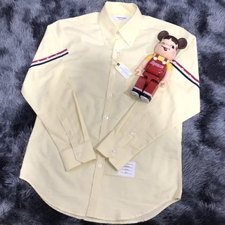 Tb - áo sơ mi nam nữ tay dài oxford thom brown vàng chanh, viền hai tay, đủ tags, cờ sau gáy, high quality menswear shir