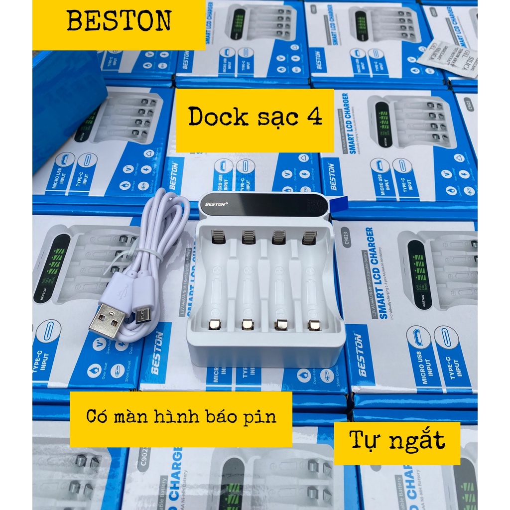 Pin sạc AA 3000 mAh chính hãng Beston / Sạc màn hình báo pin tự ngắt khi đầy 1.2V.
