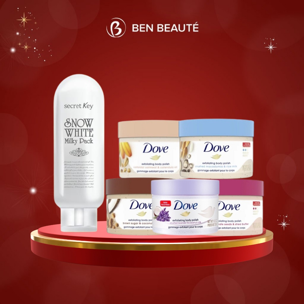 Combo Tẩy Da Chết Dove & Kem Dưỡng Snow White Secret Key