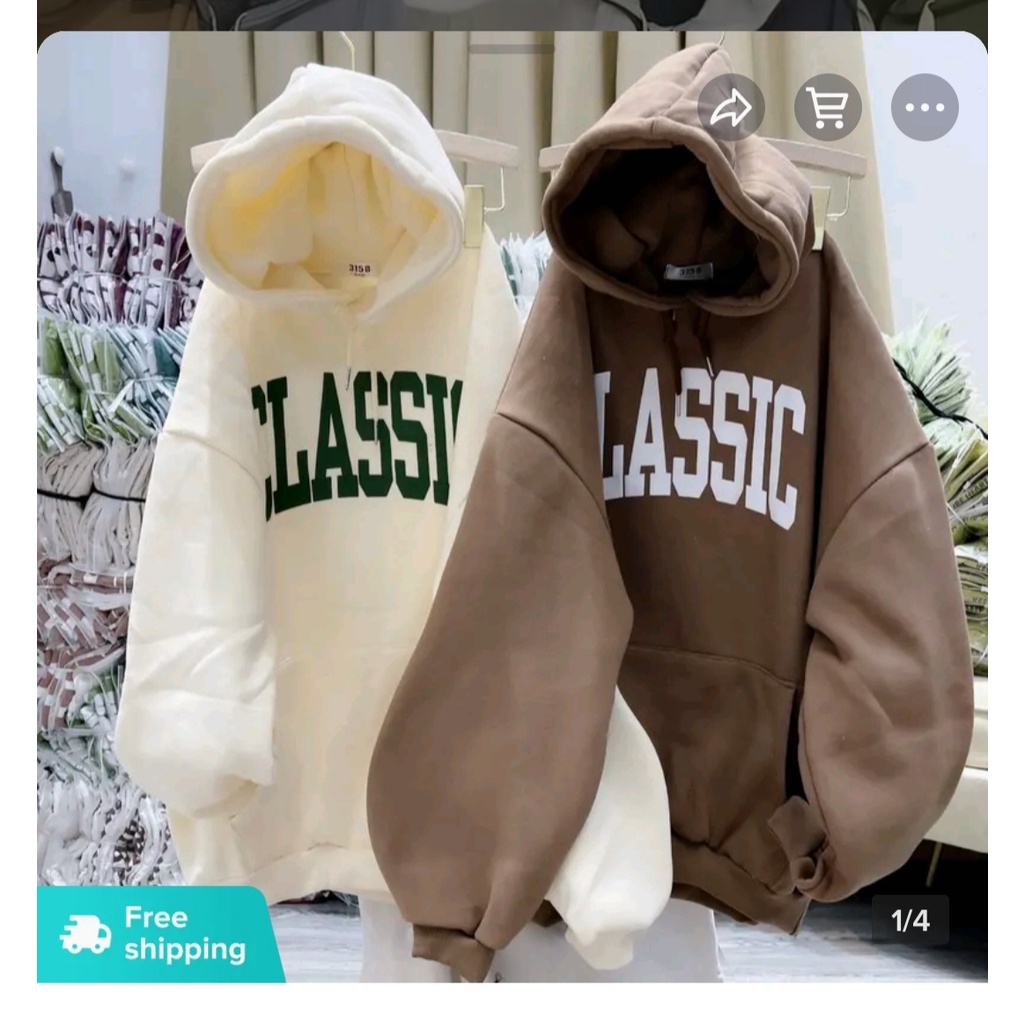 Áo hoodie form rộng mũ 2 lớp nữ chất nỉ cotton phong cách Hàn Quốc
