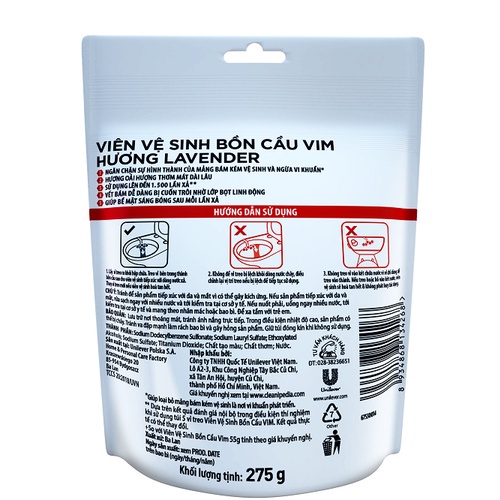 Viên tẩy bồn cầu Vim Power 5 Hương Lavender 55G
