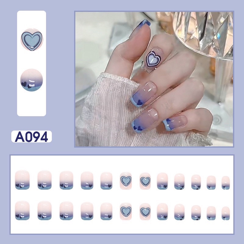 Móng tay giả họa tiết móng ngắn có sẵn keo