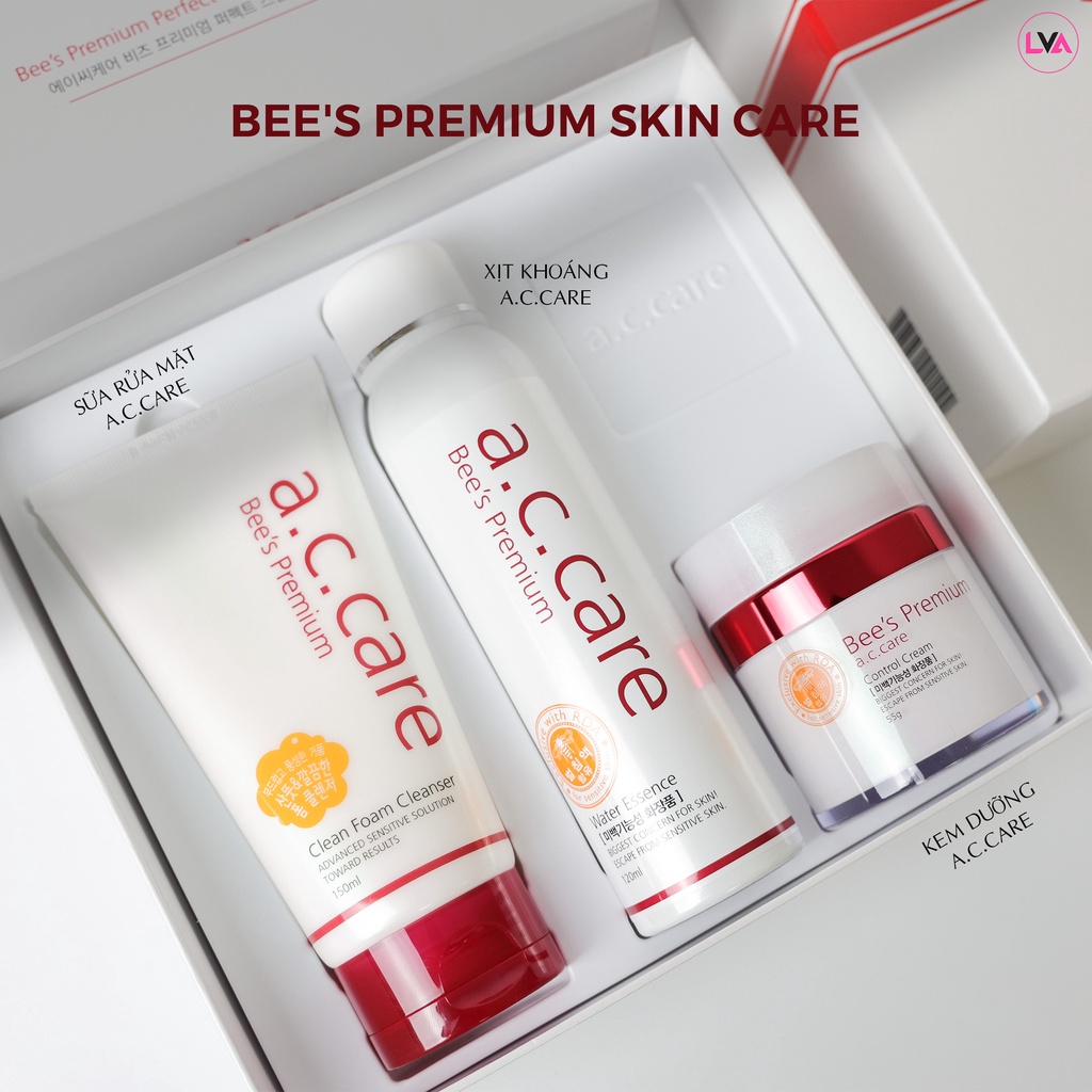Bộ chăm sóc da giảm mụn, giảm dầu nhờn và dưỡng trắng vượt trội từ nọc ong AC Care Bee's Premium