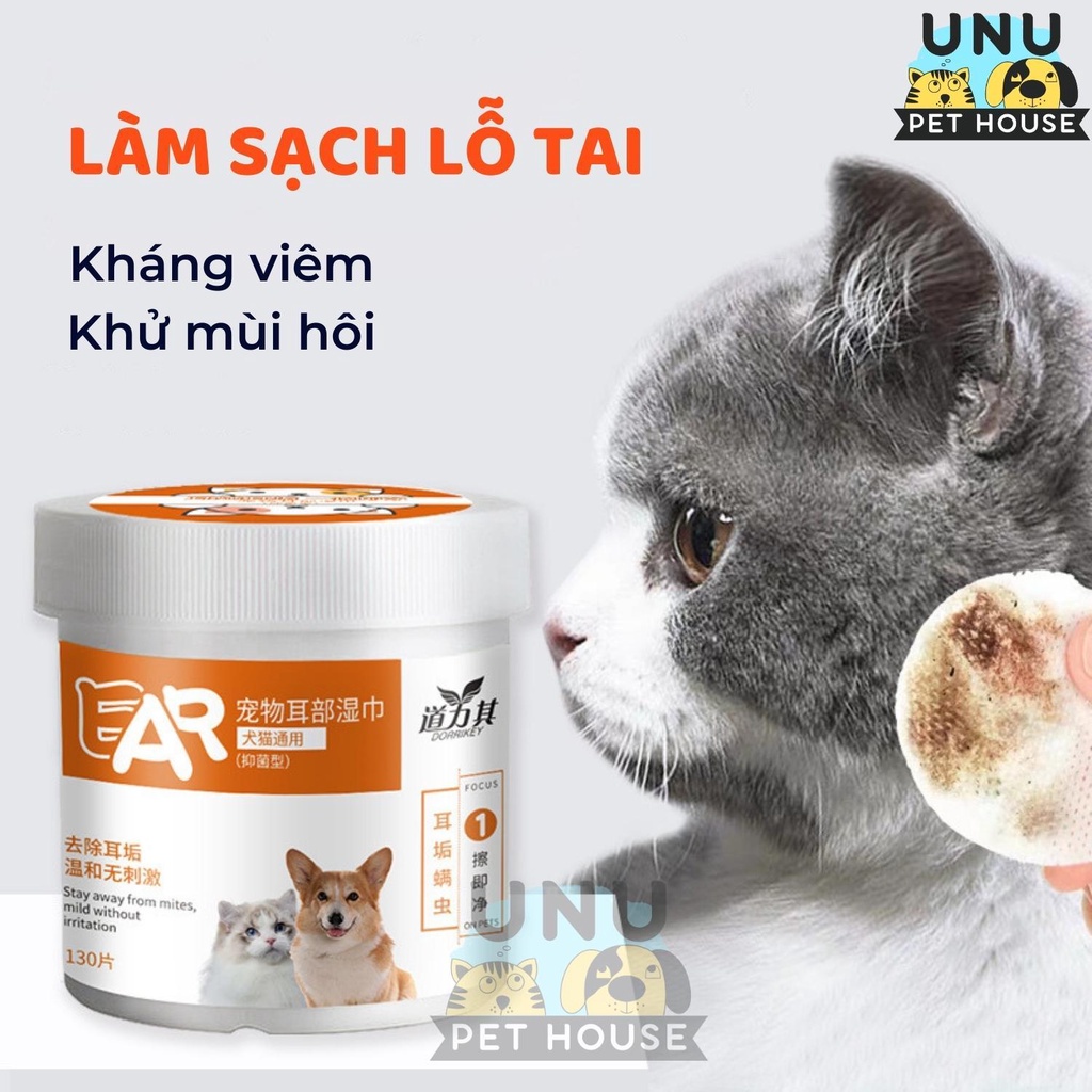 Combo khăn lau tai và khăn lau mắt cho chó mèo, chống viêm tai, viêm mắt, giảm vết ố mắt - UNU Pet House