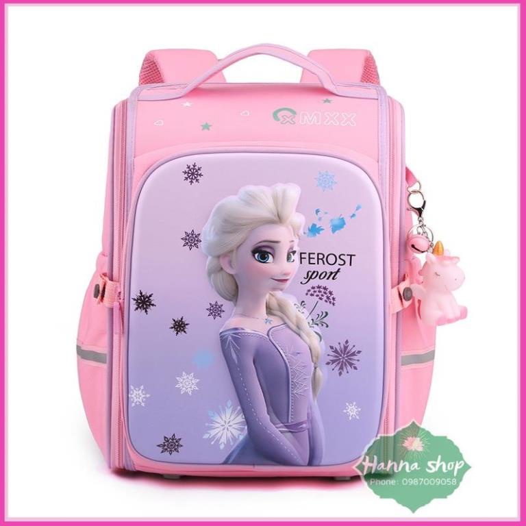 Balo chống gù cho bé gái tiểu học hình Elsa, Kitty, Tiên Cá