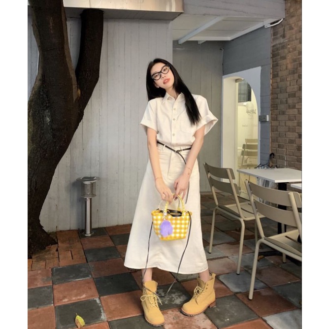SET ÁO NUDE CỔ SƠ MI CHÂN VÁY MIDI