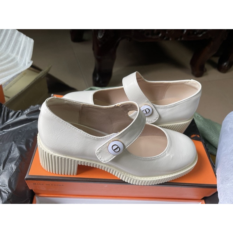 Giày da cao gót nữ Mary Jannes quay ngang, mẫu mã sang trọng