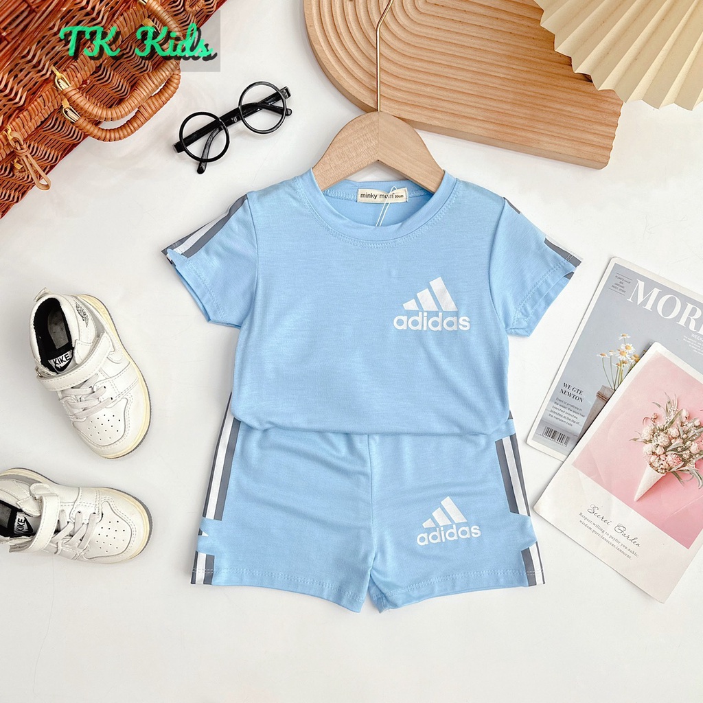 Bộ thun lạnh cộc tay cho bé trai, bé gái Adidas mẫu mới nhất cho bé trai, bé gái