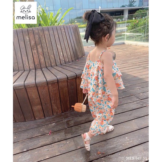 Bộ hoa bé gái áo dây 2 tầng mix quần boom siêu dễ thương BH2331