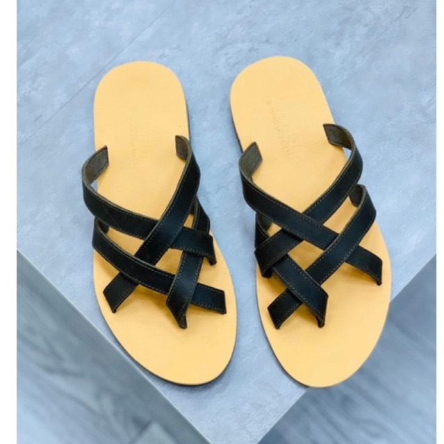 Dép Sandal Dép Quai Chéo Da Bò Thật Không Thấm Nước Phù Hợp Mọi Lứa Tuổi cheosg11