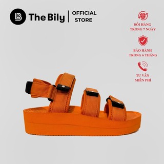 Giày Sandal Nữ The BiLy 3 Quai Ngang Dây Dù Đế Eva Siêu Êm Nhẹ Cao 3cm Màu Cam - BL04W Cam