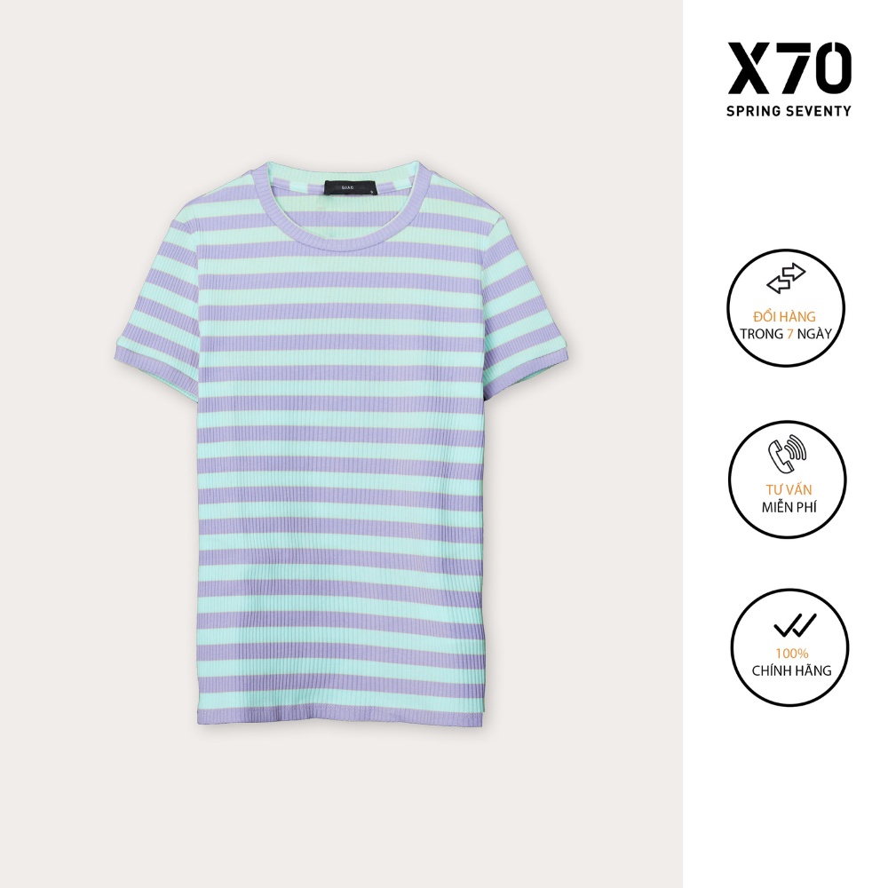 Áo Thun Nữ Kiểu Dáng Cổ Tròn Tay Ngắn Thiết Kế Sọc Ngang Thời Trang X70 - 00470041