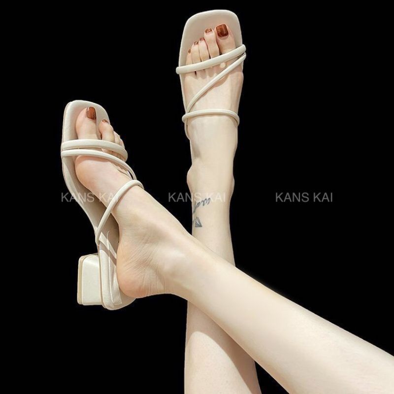 Guốc nữ dây mảnh gót vuông 3 phân, da mềm êm siêu xinh Ms A20