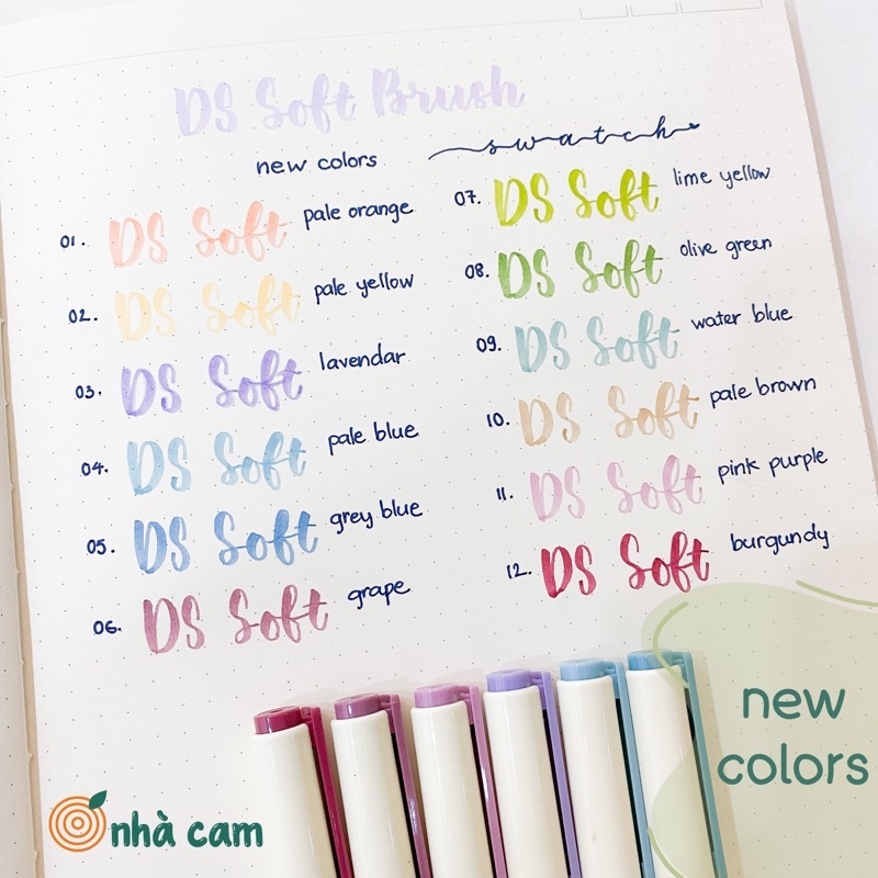Bút DS Soft Brush Sign Pen luyện viết Calligraphy ngòi nhỏ Đủ 24 màu