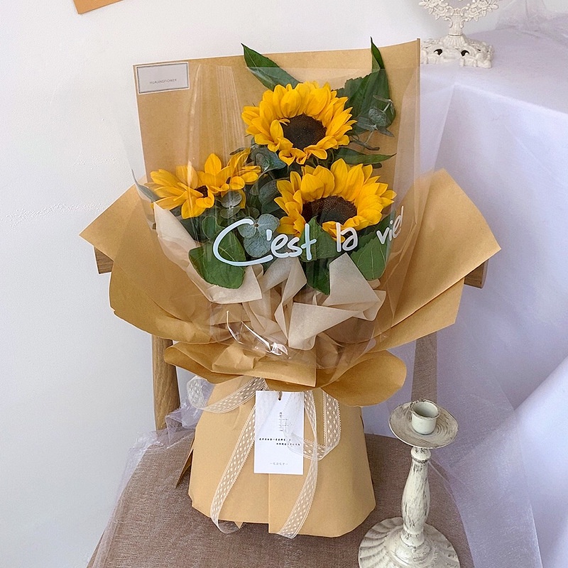 Túi bóng kính bó hoa ❤️in chữ❤️ phong  cách Hàn Quốc 5-7 bông 45*27 cm