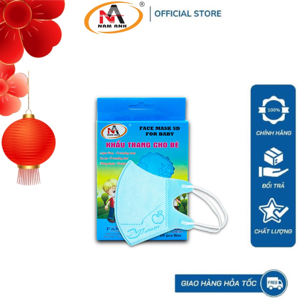 5D mask quai chun Nam Anh Famapro cho trẻ 2-6 tuổi hộp 10 cái