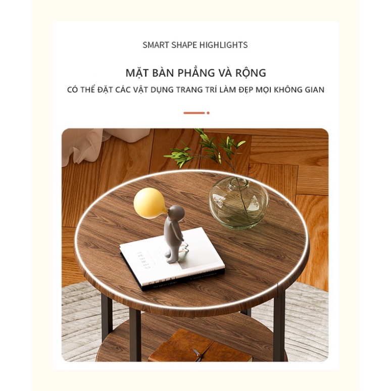 Bàn trà 2 tầng chân sắt bắt chéo - GM84