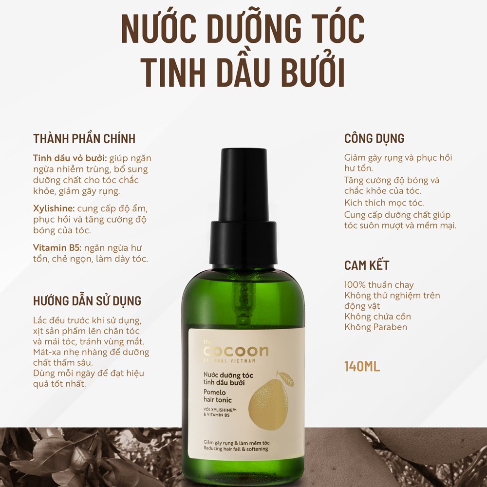 Bộ Đôi Nước Dưỡng Tóc Tinh Dầu Bưởi Cocoon và Viên Uống DHC Kích Thích Mọc Tóc, Ngăn Rụng Tóc 30 Ngày