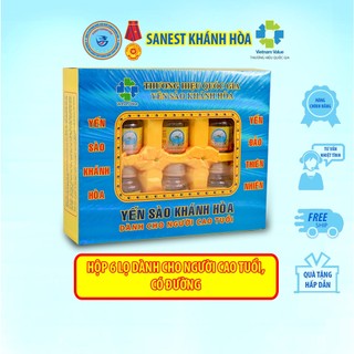 [Hộp quà tặng 6 lọ có đường] Nước yến Sào Khánh Hòa Sanest Người Cao Tuổi - Lọ 70ml