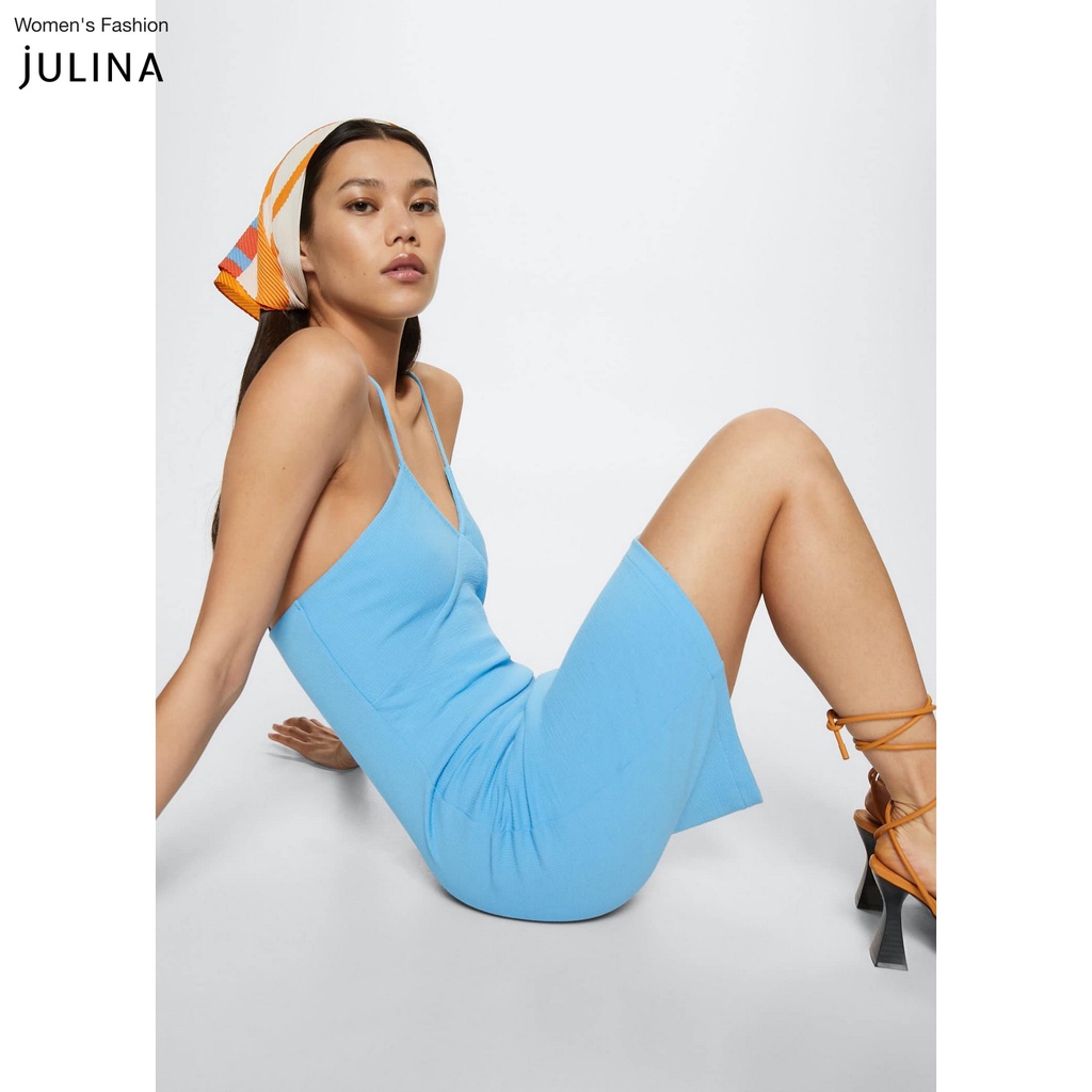 Đầm body hai dây ngắn hở lưng xanh dương MNG jf783