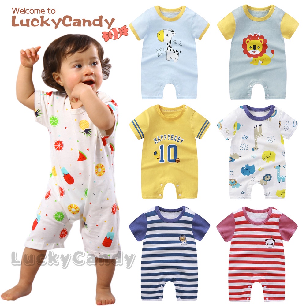 Bộ Áo Liền Quần Bằng Cotton Tay Ngắn Dành Cho Bé