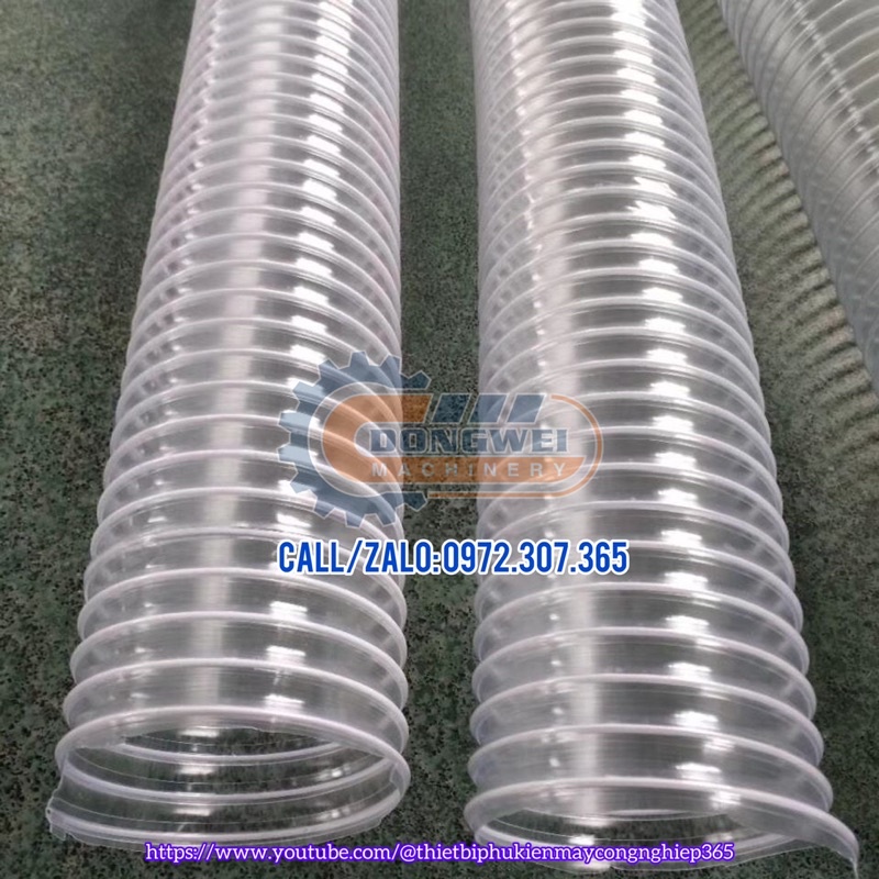 Ống hút bụi dạng lò xo nhựa PU, PVC lõi gân nhựa siêu bền, dùng cho máy hút bụi công nghiệp