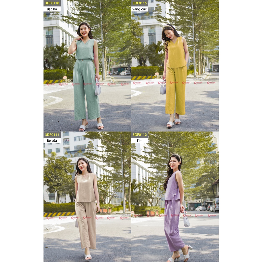Đồ Bộ Nữ 𝐂𝐀𝐑𝐃𝐈𝐍𝐀 Chất Đũi BamBoo Xước Cao Cấp Áo Sát Nách Quần Dài Màu Sắc Tinh Tế