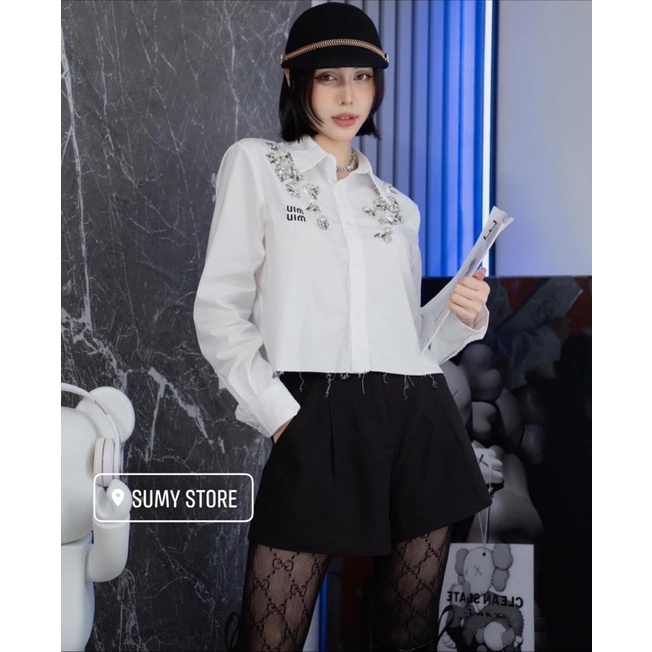 sơmi miumiu cổ đính đá cao cấp Sumy Store