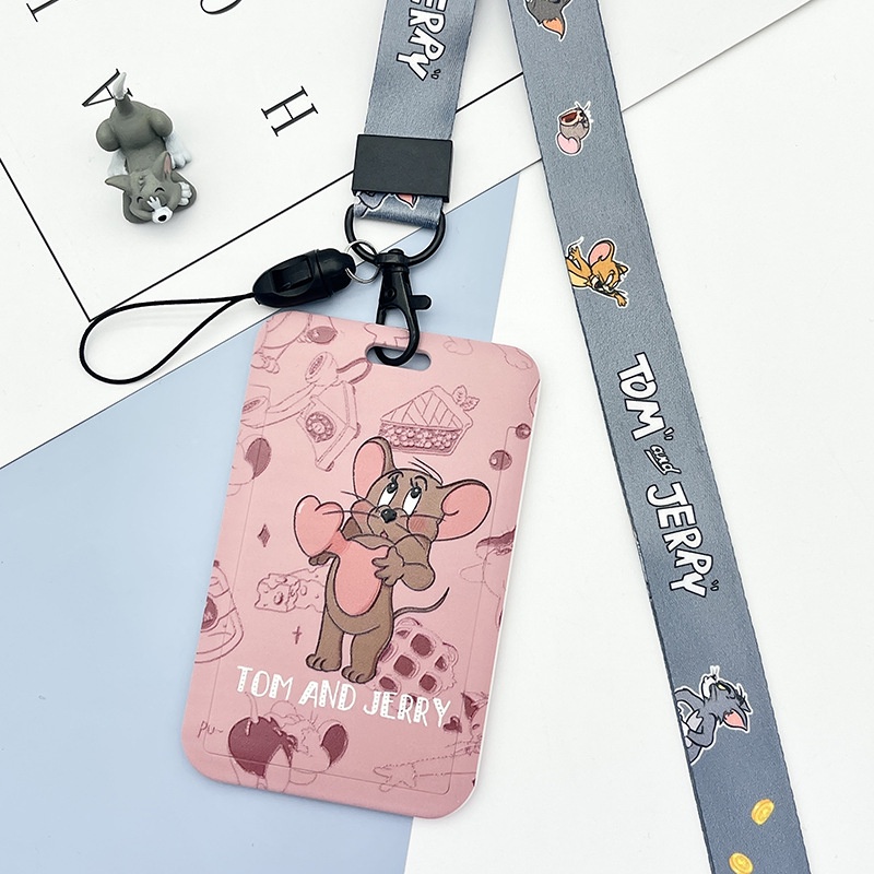 Dây đeo thẻ dọc dành cho học sinh, sinh viên, nhân viên họa tiết hoạt hình Tom and Jerry