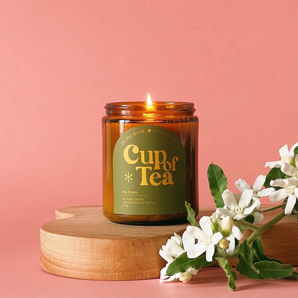 Nến Thơm Noé Studio Cup Of Tea Cao Cấp Có Nắp Đậy Sáp Đậu Nành Tinh Dầu Thiên Nhiên An Toàn