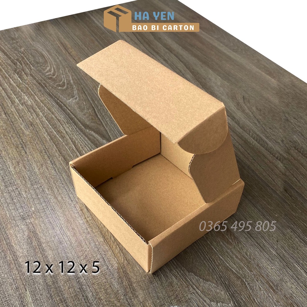 12 x 12 x 5 cm - Combo 100 Hộp carton nắp gài 12*12*5 cm