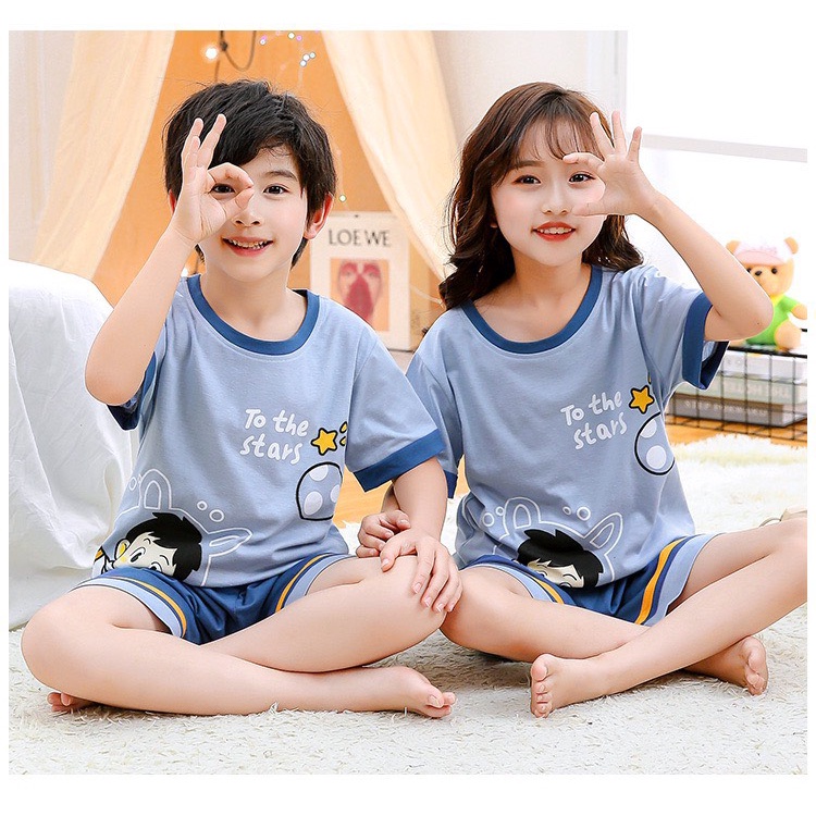 Bộ quần áo trẻ em mùa hè 14-46kg cho cả bé trai và bé gái mẫu Phi hành gia,chất cotton mềm mát, thấm hút mồ hôi