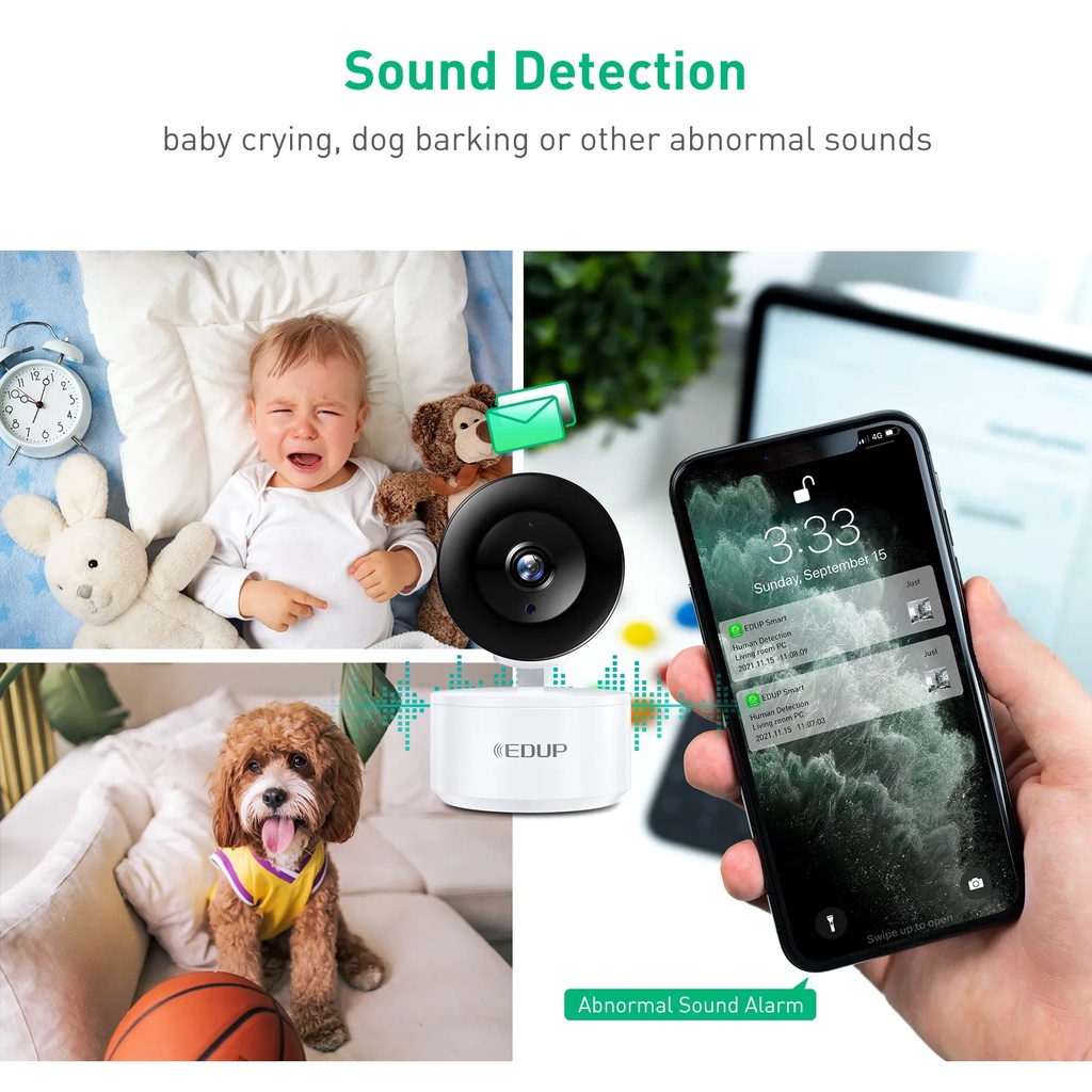 Camera Wifi thông minh EDUP Model Number : EH-1080P15. Đàm thoại 2 chiều, Cảnh báo khi có người lạ đột nhập