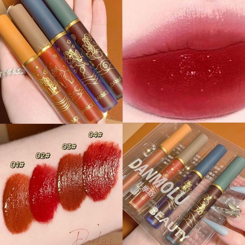 Set 4 SON KEM DANMOLU Mềm Mướt Môi