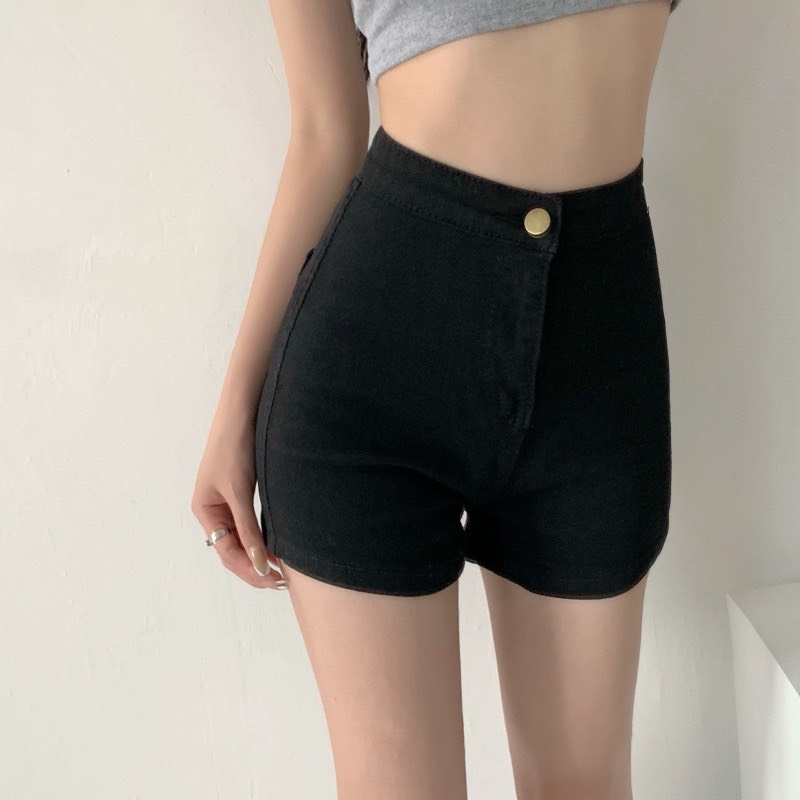 Quần short kaki jeans trơn GUM OFFICIAL co giãn ôm mông, quần đùi bò ngắn đen trắng xanh