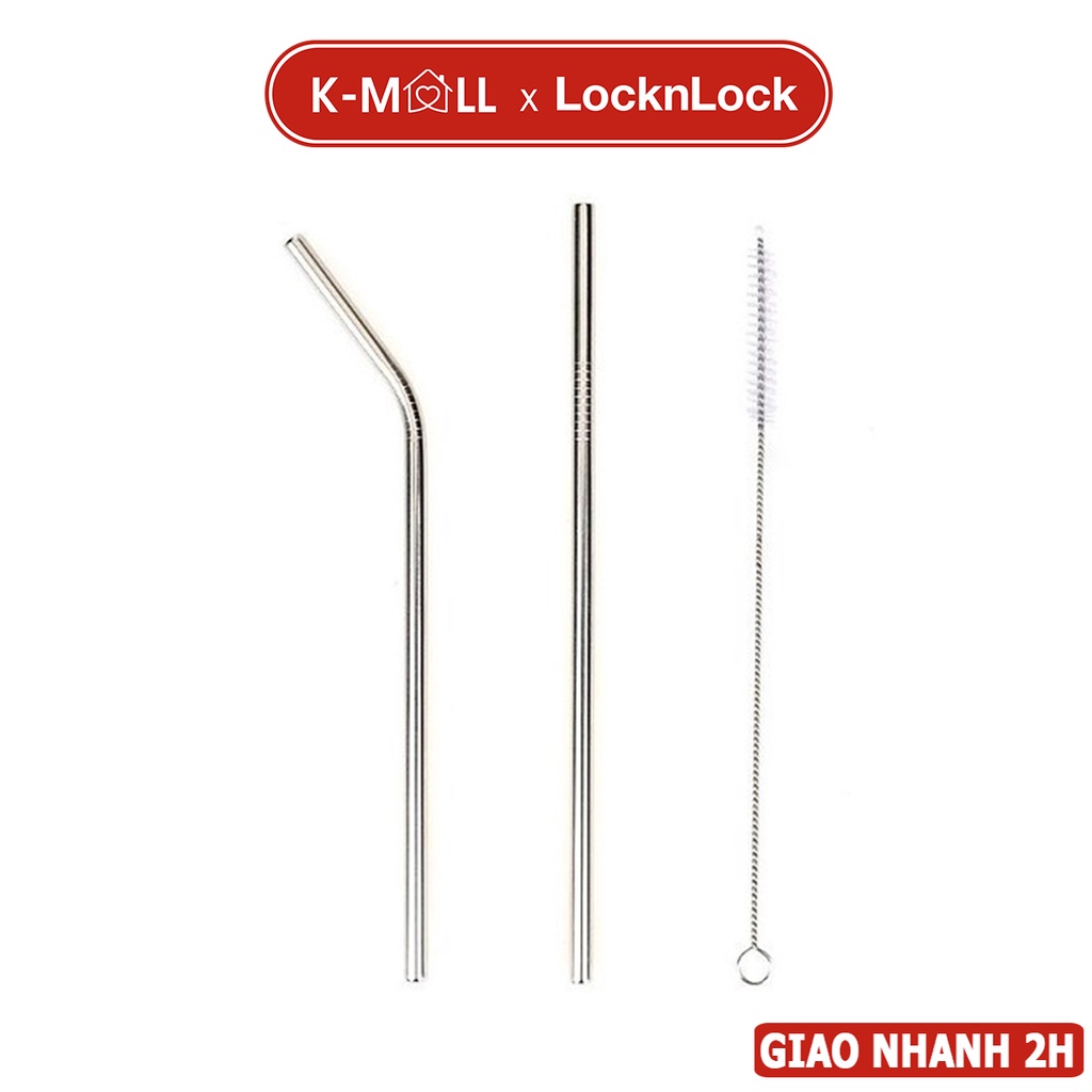 Ống hút inox LocknLock thép không gỉ, cong, thẳng, cọ rửa - K-MALL