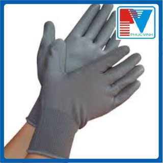10 đôi găng tay phủ PU lòng bàn tay màu xám