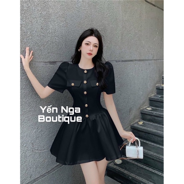 ĐẦM XOÈ HACK DÁNG 2 MÀU TRẮNG ĐEN CHE BẮP TAY ÔM EO HÀNG CHUẨN