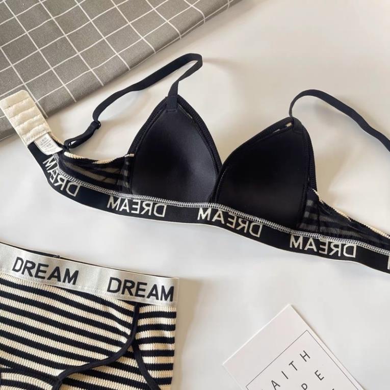 Áo Lót Nữ Cotton Kẻ Cao Cấp Không Gọng Mỏng Nâng Ngực Thể Thao Myna 3633