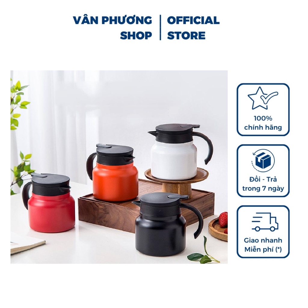 Ấm pha trà, Bình pha trà giữ nhiệt inox 1000ml Vân Phương Shop