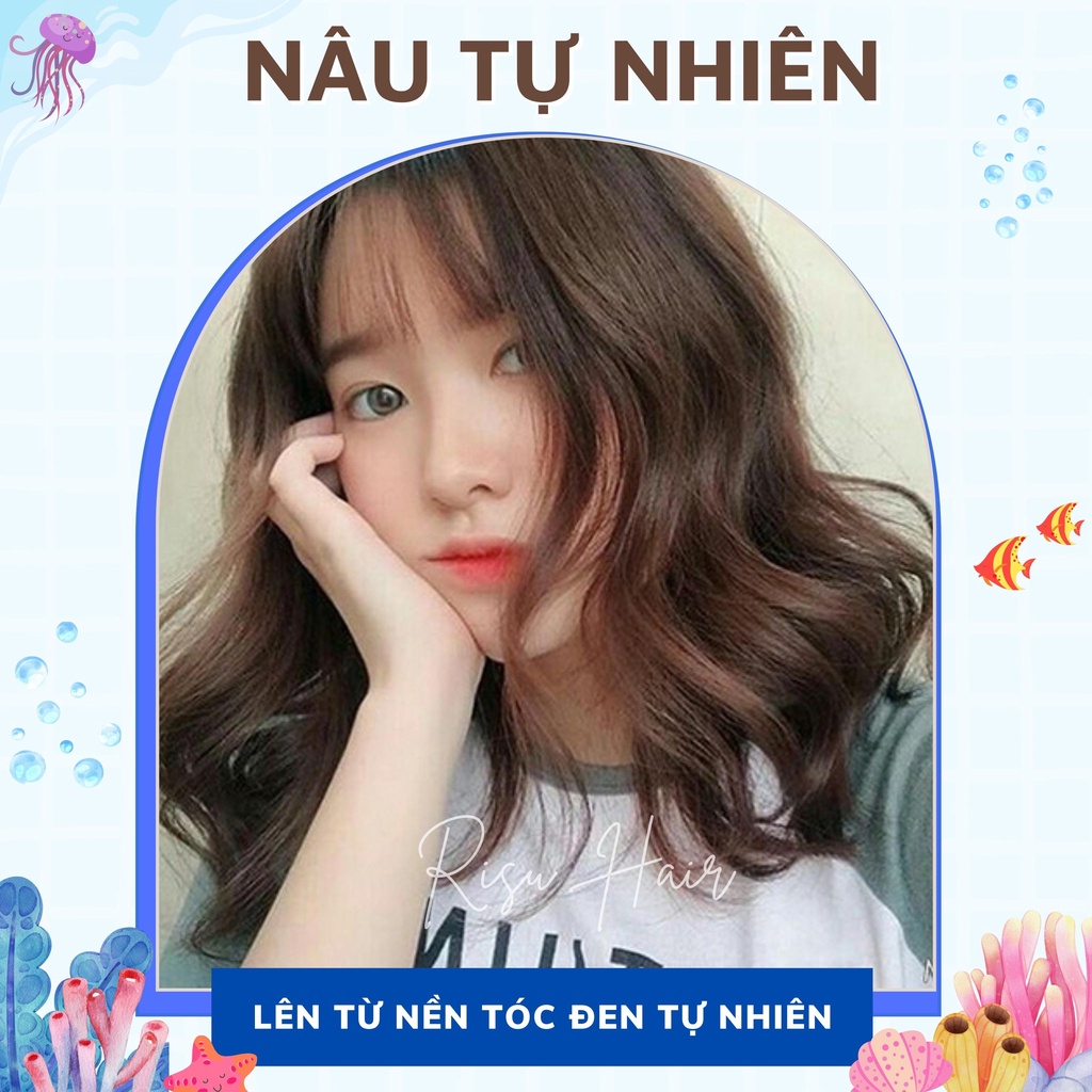 Thuốc Nhuộm Tóc Màu Nâu Tự Nhiên, Lên Từ Nền Đen Tự Nhiên, Không Tẩy - Risu Hair.